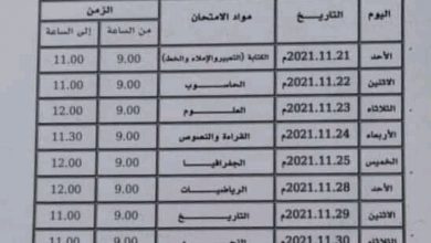 جدول امتحانات الدور الثاني ليبيا 2021